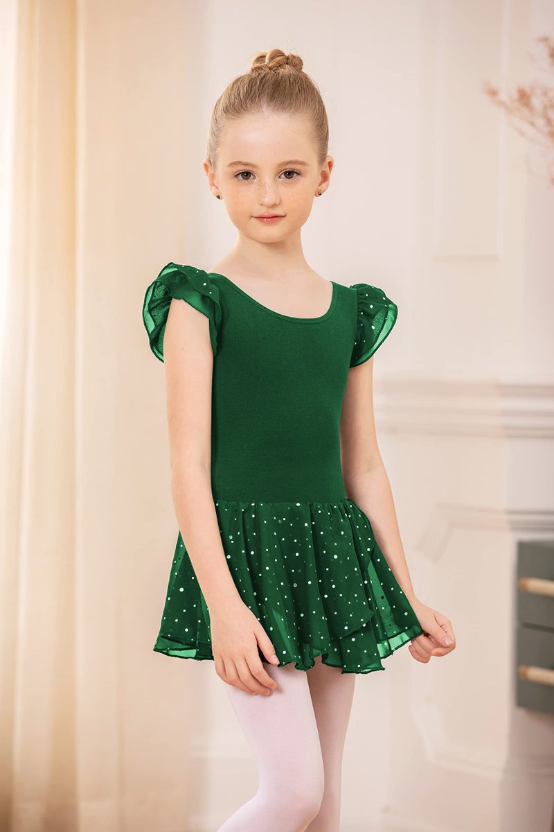 Arshiner Girls Ruffle Sleeve Ballet Dance Dress Tutu Skirted Leotard - Image 3